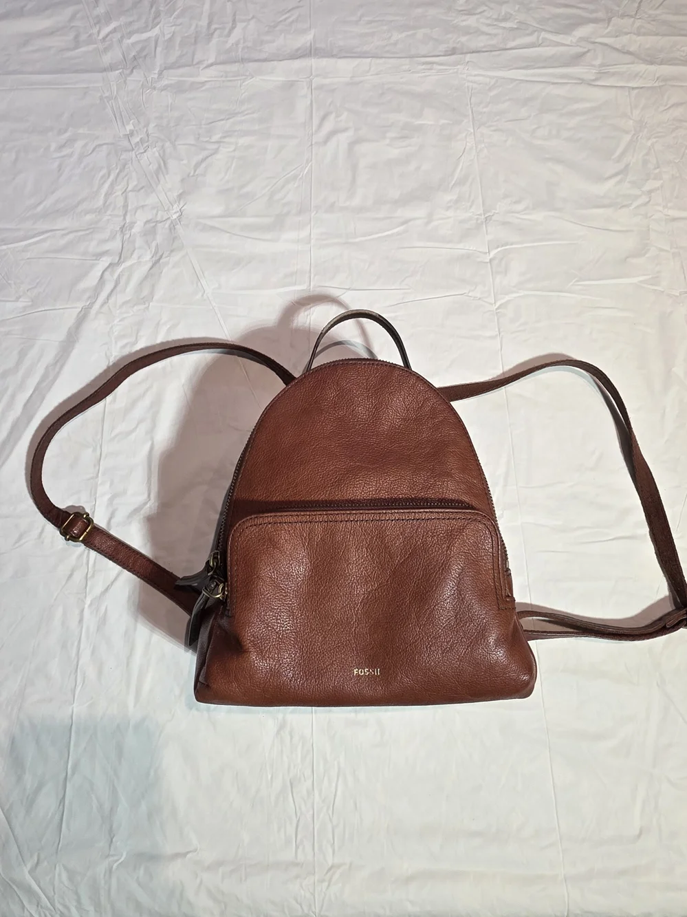 Fossil Brown Leather Mini Backpack - Classic Women's Bag